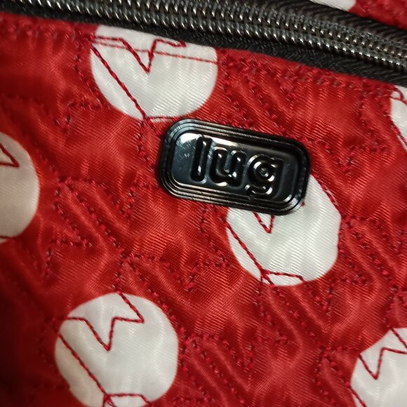 Lug Shimmy Crossbody Shoulder Bag Purse Red White Polka Dots Multiple Pockets - Picture 2 of 16